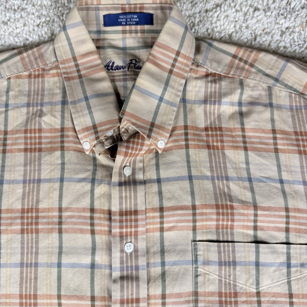 Alan Flusser XL Plaid Checkered Long Sleeve Button Down Shirt Classic